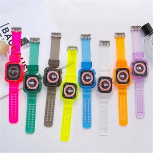 Glacier Series Colorful TPU Sport Straps for Apple Watch iWatch 6 5 4 3 2 1 SE 38/40mm 42/44mm Protective Case Replacement Bracelet Bands