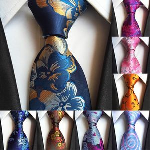 Bow Ties Red Flower Pattern Mens Tie 2023 Jacquard Silk Fashion Floral Fit Banquet Business Party Festival Gift