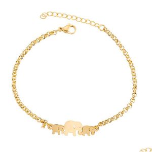 Charm Bracelets Elephant Butterfly Bangles Animal Chain Link Bracelet Female Stainless Steel For Women Accessories Drop Deliv Dhgarden Dhzsh