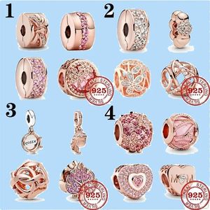 925 Charm-Perlen-Zubehör für Pandora-Charms-Schmuck Großhandel Neue durchbrochene gewebte Unendlichkeitsperle aus Roségold