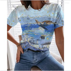 Women's T Shirts 2023 Summer Women's 3d Printed Short Sleeve Soft Harajuku Elegant European And American Trend Top Vintage Clothes