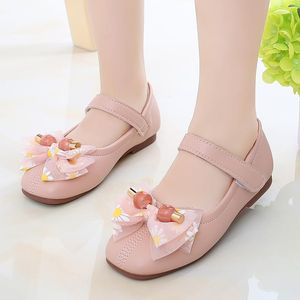 Flat Shoes 3 4 5 6 7 8 9 10 11 12 Years Fashion Bow Girl Elegant Dress Party Dance Leather For Children Spring Big Kids