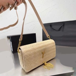 Raffia tofsar axelväskor dam designerväskor Fyrkantig crossbody Plånbok lyx Märke handväskor Crossbody Strap Single Messengers Plånböcker 230301