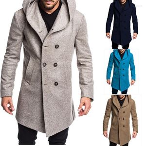 Men's Wool Coat Jacket 2023 Fall Men Slim Long Pure Color Knitted Fashion Casual Windbreaker Cardigan Top