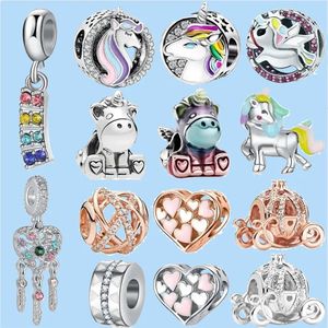 925 perles de charme accessoires fit pandora charmes bijoux Charme Femmes Perles Haute Qualité Bijoux Cadeau En Gros Mignon Arc-En-Ciel Dream Catcher Couronne Licorne