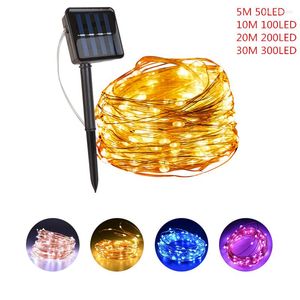 Strings 7m/12m/22 m/32M LED Solar Light Outdoor Garden Fairy String Waterproof Lampa na Boże Narodzenie na patio