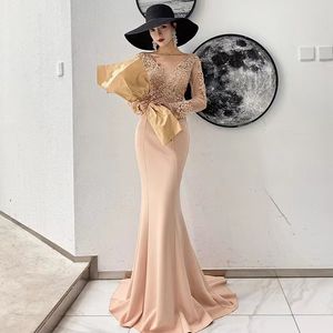 Lace mermaid Mother of Bride Dresses Jacket Beaded crystal 2023 Long Sleeves Plus Size Custom Made Mermaid V Neckline sweep train Evening Party Guests Gown