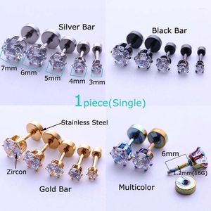 Stud Earrings 1piece Hypoallergenic Stainless Steel Auricle Pinna Piercing Zircon