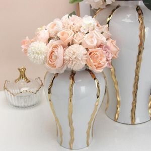 Storage Bottles Ceramic Flower Vase Fine Workmanship Display Porcelain Ginger Jar Temple For Bedroom Weddings Livingroom Office Desk