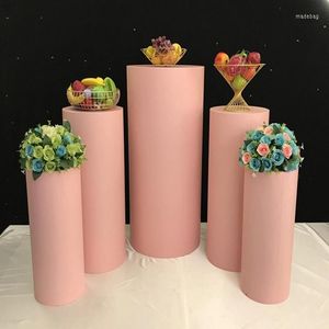 Decoração de festa 5pcs/set) Wedding Mental Pink Cake Tables Perspex Round Plinths Yudao327