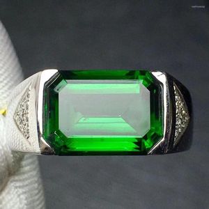 Cluster Rings Fine Jewelry Real Pure 18 K Gold AU750 Natural Chrome Tourmaline Gemstone 4.5ct Male Brazil Origin For Men's Gift