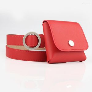 Cintos da cintura Bolsa feminina 2 em 1 Ladies Belt Tele celular Flap Leather Fanny Pack