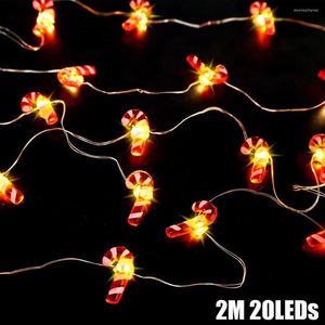 سلاسل 2M 20leds سلسلة عيد الميلاد الخفيفة الحلوى جرس الشجرة الشجرة إكليل الأضواء الخيالية