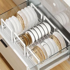 Organization Kitchen Bowl and Plate Storage Dish Rack Cabinet Builtin Shelf Storage Sink Drain Basket Kitchen Pot Cover Frame