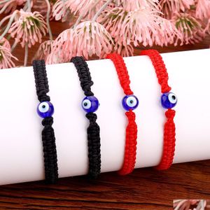 Braccialetti con ciondoli Turco Lucky Evil Blue Eye Per le donne Gioielli fatti a mano con corda intrecciata Rosso Bracciale con cordino nero Amicizia Drop Dhgarden Dhudr