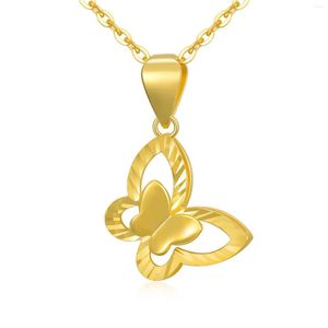 Chains YFN Solid 18K Gold Butterfly Necklace For Women Chain Pendant Anniversary Fine Jewelry Gifts