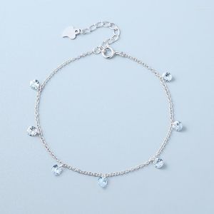 Link Bracelets Fashion Korean Tassel Clear Crystal Round Bead Charm Bracelet &Bangle For Women Girls Handmade Party Wedding Jewelry