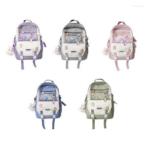 Schulbeutel mehrfarbiger Rucksack für Girly Aesthetics Student Bag mit Abzeichenbällen F3MD