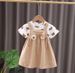 Clothing Sets Summer Baby Kids Clothes Outfits Designer Girl Cartoon Bear Printed Pullover T-shirts And Overalls Skirts Children Boys