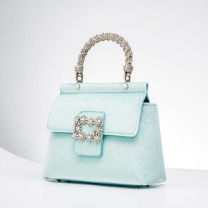 Totes Metal Top Handle Velvet Handbags for Women Designer Chic Rhinestone Purses and Handbags High Quality Boutique Crossbody Bag 230509