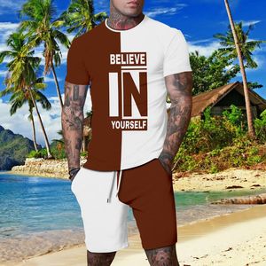 Mens Tracksuits Tshirts Suit Summer Set Casual Man Tshirt Shorts Outfits Harajuku Plus Size Tracksuit 2piece Clothing Sportswear 230512