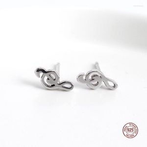 Studörhängen LKO Real 925 Sterling Silver Lovely Music Ear Studs For Women Cute Musical Note Girls Smyckel Lady Gift