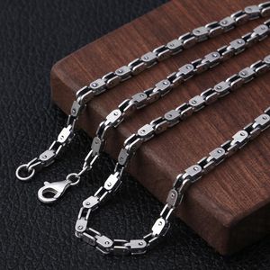 Chains Solid S925 Sterling Silver Bamboo Chain Necklaces Thai Collarbone Chin Fine Jewelry 4mm Mens Womens Necklace