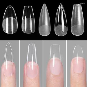 False Nails Press On Coffin Nail Tips Clear Full Cover Fake Acrylic UV Gel Extension System Oval Almond Sculpted