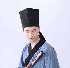 Chapéus de aba larga Homens Hanfu chapéu chinês tradicional antigo bolsista preto cocar de conexão vintage