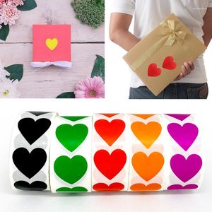 Gift Wrap 500pcs Love Heart Shaped Colorful Code Dot Heart-Shaped Seal Labels Label Sticker 1 Inch Stickers Stationery
