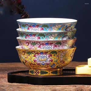 Ciotole Ciotola di riso di lusso Jingdezhen Ceramica fatta a mano Bone China Stoviglie Contenitore per zuppa di smalto Decorazione per insalata di frutta