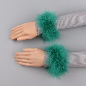 Fingerless Gloves Ostrich Fur Cuffs Genuine Cuff Arm Warmer Lady Bracelet Real Wristband Glove