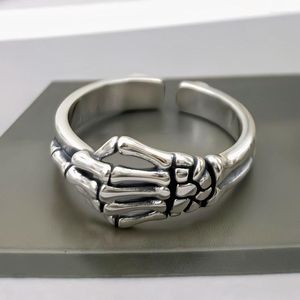 Cluster Rings Skeleton Hand Adjustable Ring For Women Men S925 Silver Couple Lovers Birthday Gift Jewelry Man