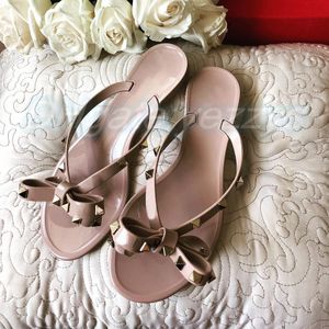 Valentine Sandals High Heel Woman Designer Slipper Flat Jelly Stud Rivet Thong Rubber Summer Pool Sandal Rubber Sandaler Beach Man Shoe Fast Shipping Dust Bag GTXC