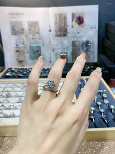 클러스터 링 1 Moissanite Jewelry Diamond 3CT S925 Silver Rhodium Plated Women Engagement Wedding Party 기념일 선물