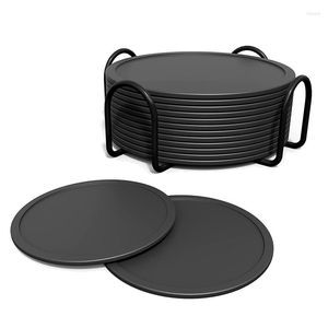 Table Mats 12Pcs Silicone Drink Coasters Glass Set Cup With Overflow Ring Heat-Resistant