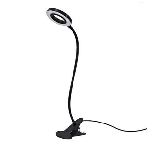 Tischlampen, Augenschutz, Leseleuchte, schwarzes Aluminium, praktisches Clip-on-USB-betriebenes Kopfteil für Zuhause und Büro, universell, 3 Farbmodi, 48 LEDs