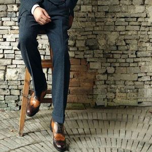 Erkekler Suits Blazers Sonbahar Kış Erkekler Moda İş Takım Pantolon Günlük İnce Fit Office Formal Erkek Yün Düz Pantolon A314MEN