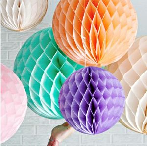 Decorações de Natal 5pcs/lote 10 polegadas (25cm) Flores decorativas de casamento Papel Lantern Honeycomb bolas para crianças de aniversário de bebê crianças