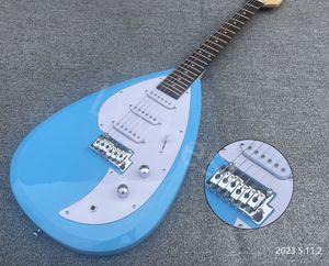 6ストリングエレクトリックギター涙液型クロムパーツSSSピックアップソリッドブルーカラーローズウッドフィンガーボードとドットインレイメープルネック