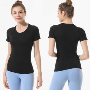 Schneller Tech neuester Yoga Lulus Womens Wear Ladies Sports T-Shirts kurzärmelige T-Shirts Feuchtigkeits-Docht-Strick-Hochelastik High Fashion 87ESS