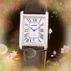 Populära herrar Automatiska mekaniska klockor 31mm*41mm äkta läderband Business Clock Square Roman Tank Iced Out Dial Self-Wind Fashion Wristwatches Gifts