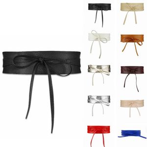 Belts Solid Belt For Women Soft PU Leather Waistband Self Tie Bow Wrap Around Waist Band Cinch Obi