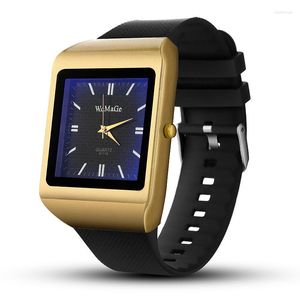 Начатые часы Womage Brand Gold Case Watch Men's Casual Fashion Unisex Watch Clock Kol Saati Силиконовые наручные часы Masculino Relojes