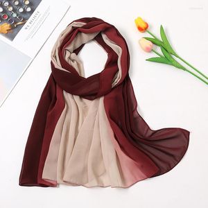 Halsdukar kvinnor vanlig ombre bubbla chiffong omedelbar hijab sjal lady hög kvalitet gradient wrap pannband bufandas muslim snood 180 70 cm