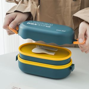 Bento Boxes Bento Box Japanese Lunch Box for Kid Microwaveable Double-Layer Compartment Lunchbox School Child Kitchen Food Storage Container 230515