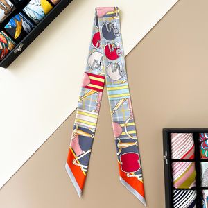 High Quality and High-endH18 M Silk Twill Long Silk Scarf Tied Bag Handle Thin Narrow Mulberry Silk Double-Sided Versatile Decorative Hair B