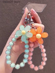 Cell Phone Straps Charms Macaron Color Mobile Phone Lanyard Wrist Strap Women's Hand-held Chain Short Anti-lost Cell Phone Case Cute Lanyard Key Pendant T230512