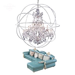 Foucault's Orb Clear Crystal Chandeliers Modern Retro Led Chrome Candle Pendant Light Fixtures For Living Room Bedroom Matsal Hängande lampor LUSTER LUSTER