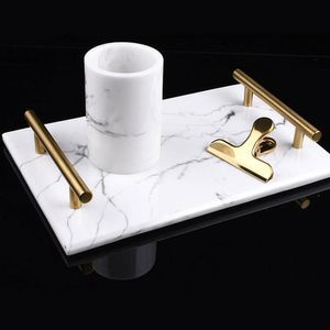 Organization Nordic Resin Imitation Marble Tray Storage Tray Storage Board Cake Dessert Plate Sushi Plate Jewelry Display Bathroom Decor